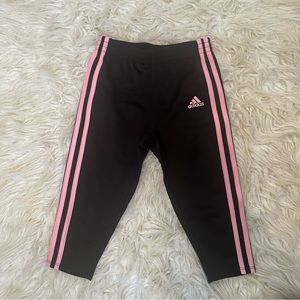 Black and pink girls adidas track pants